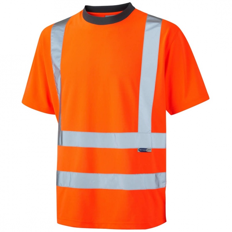 Leo Workwear T02-O Braunton ISO 20471 Class 2 Coolviz EcoVizRP T-Shirt Orange